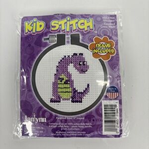 JanLynn Needlecraft Cross Stitch Kit 'Kid Stitch' Dinosaur with Frame